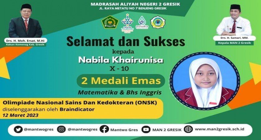 NABILA MEMBUAT BANGGA DENGAN RAIH 2 MEDALI EMAS OLIMPIADE KEDOKTERAN