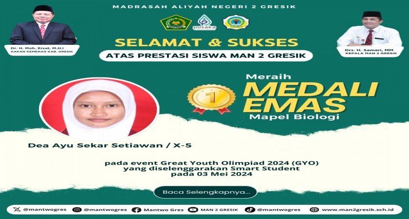 Prestasi Gemilang Siswa MAN 2 Gresik di Great Youth Olympiad 2024