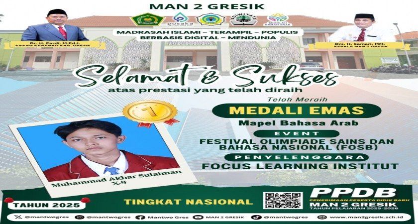 Muhammad Akbar Sulaiman Raih Medali Emas di Festival Olimpiade Sains dan Bahasa Nasional (FOSB) 2024