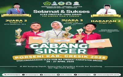 Tiga Siswa MAN 2 Gresik Borong Prestasi di Cabang Singer PORSENI Kabupaten Gresik 2025