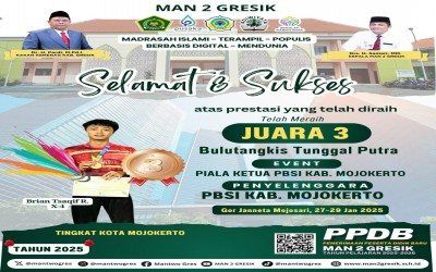 Brian Tsaqif Disqullah Raih Juara 3 Tunggal Putra di Piala Ketua PBSI Mojokerto