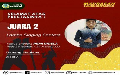 SISWA MAN 2 GRESIK RAIH JUARA 2 SINGER CONTEST