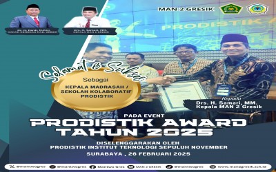 Drs. H. Samari, M.M, Kepala MAN 2 Gresik Raih Penghargaan Kepala Madrasah Kolaboratif dalam PRODISTIK Award ITS 2025