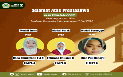 3 PELAJAR MAN 2 GRESIK RAIH MEDALI OLIMPIADE PPKN TINGKAT NASIONAL