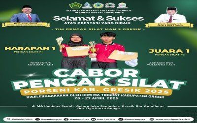 Ganda Prestasi! Nihayatus Sa'adah dan Akhmad Dwi Yulianto Raih Juara 1 Pencak Silat di PORSENI Kabupaten Gresik 2025