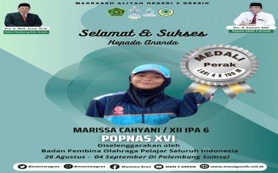 Marisa Cahyani, Siswa MAN 2 Gresik Kelas XII IPA 6, Meraih Medali Perak di POPNAS XVI Palembang
