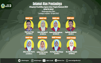 TAK HANYA JAGO SOAL SAINS, 8 SISWA MAN 2 GRESIK SABET 8 MEDALI PADA OLIMPIADE PAI TINGKAT NASIONAL