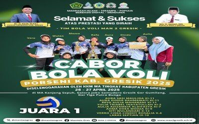Tim Bola Voli MAN 2 Gresik Raih Juara 1 di PORSENI Kabupaten Gresik 2025