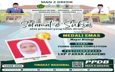 Fida Zahrotul Aulia Raih Medali Emas di Young Genius Competition 2024, Harumkan Nama MAN 2 Gresik