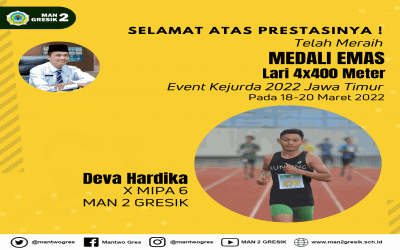 ATLET LARI 400X4 METER PUTRA MAN 2 GRESIK RAIH MEDALI EMAS PADA KEJURDA 2022