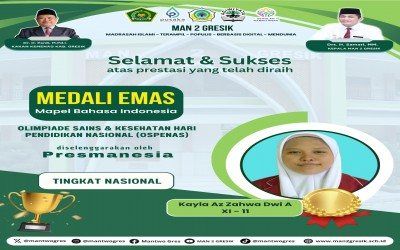 Bangga ! Siswa MAN 2 Gresik Raih Medali Emas dalam Olimpiade Nasional Bahasa Indonesia